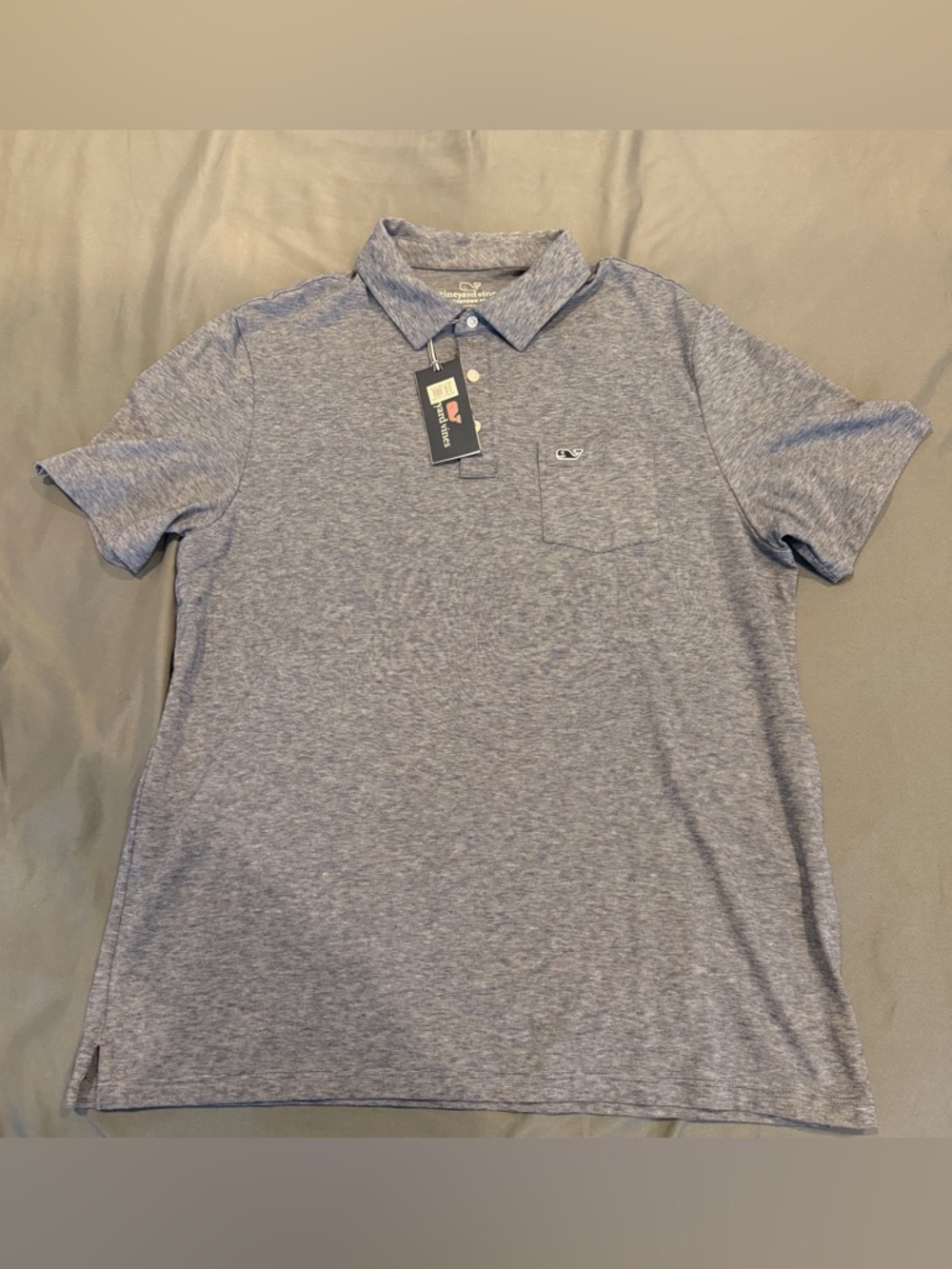 Vineyard Vines Edgartown Shirt Men LG Pima Cotton Performance Polo Stretch Blue